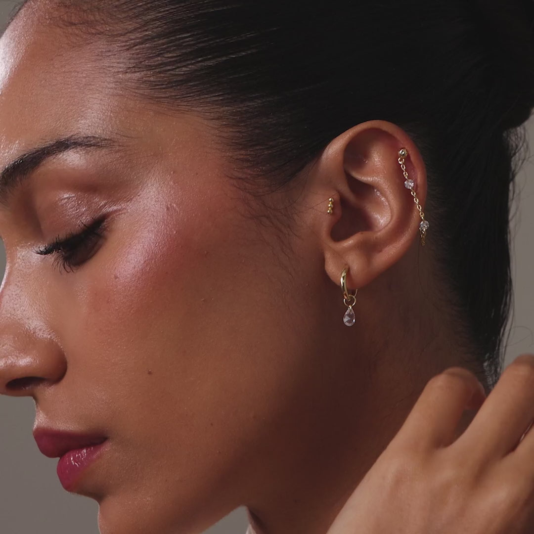 Crystal Chain Drop Studs