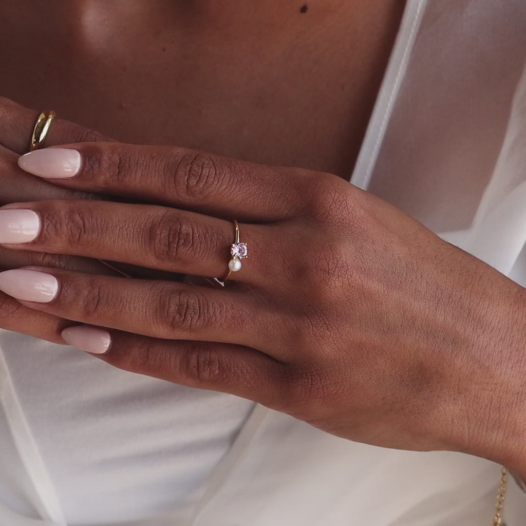 Birthstone & Pearl Ring