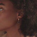 Black Gemstone Drop Hoops