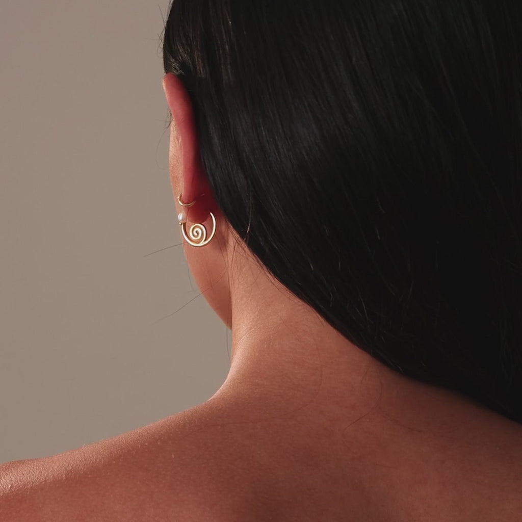 Spiral Swirl Hoops in 18K Gold