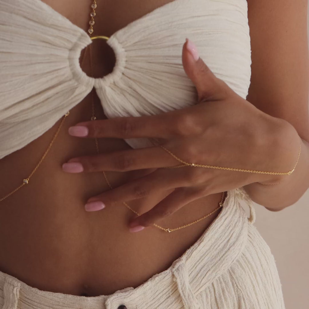 Dainty Diamond Hand Chain Bracelet