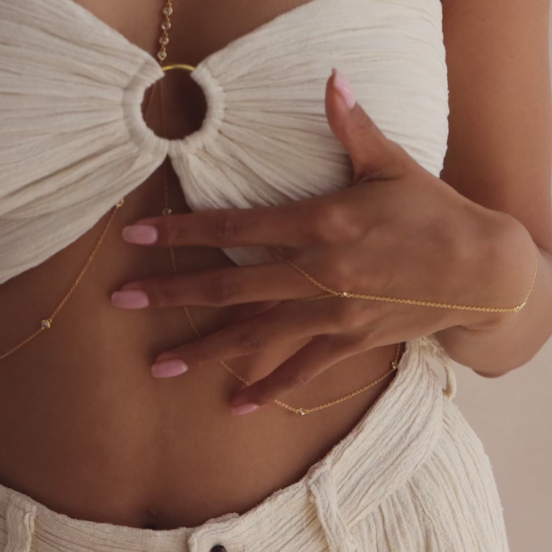 Dainty Diamond Hand Chain Bracelet