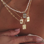 Pearl Initial Tag Necklace