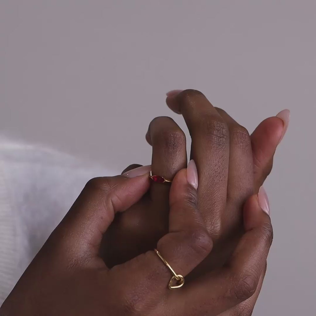 Marquise Birthstone Signet Ring