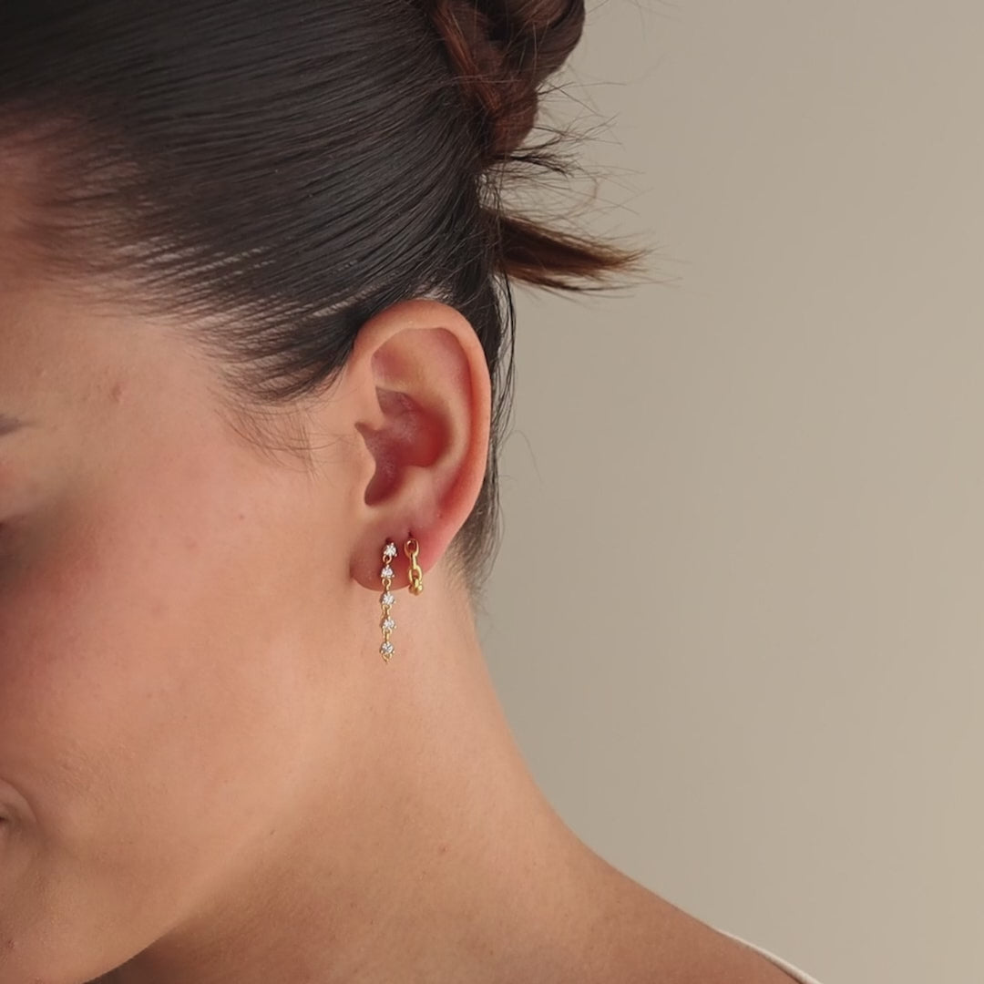 Diamond Chain Drop Earrings in Silver
