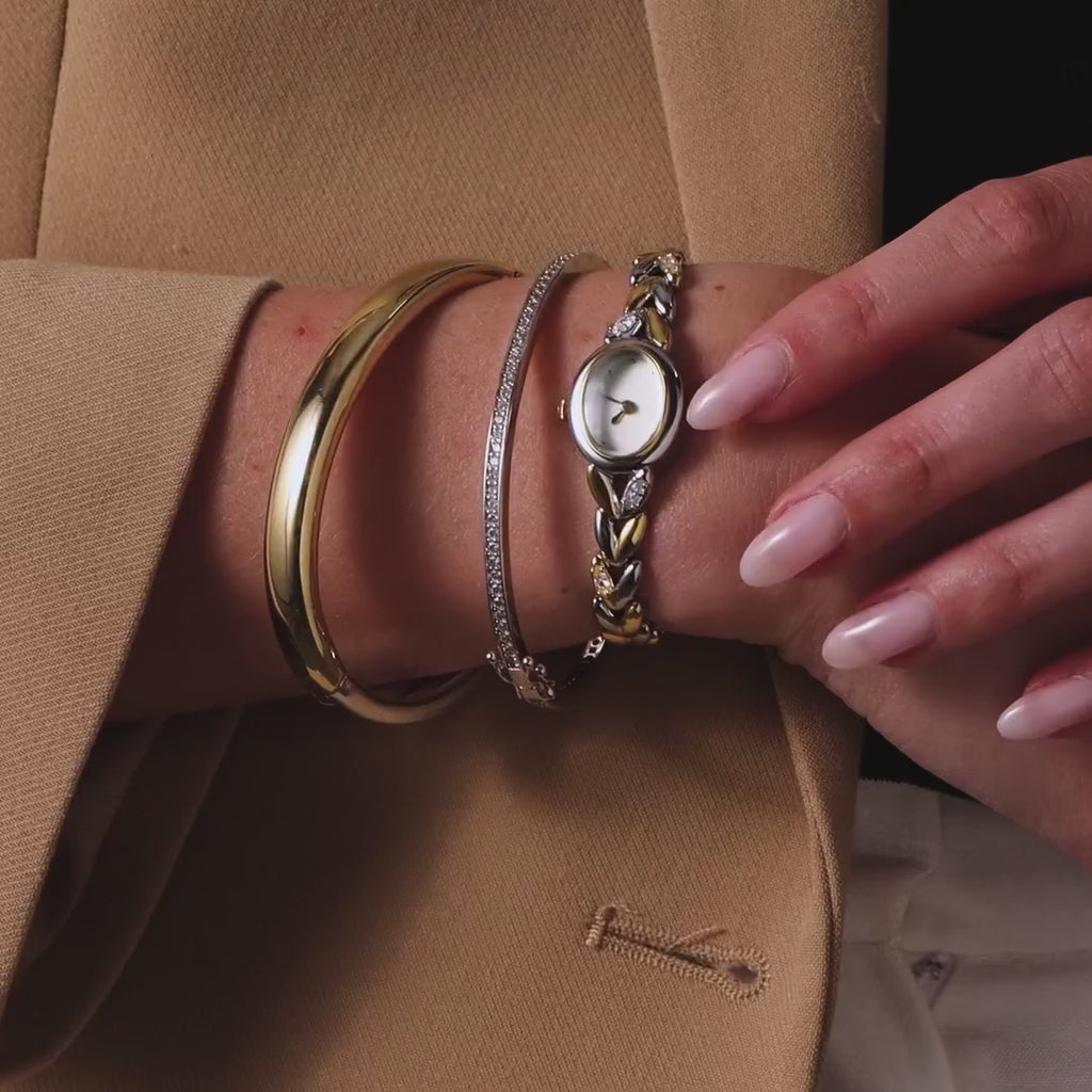 Chevron Diamond Link Timepiece in 18K Gold