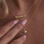 Collier à breloques en forme de cœur gonflé en or 18 carats