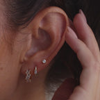 Staggered Baguette Birthstone Huggies