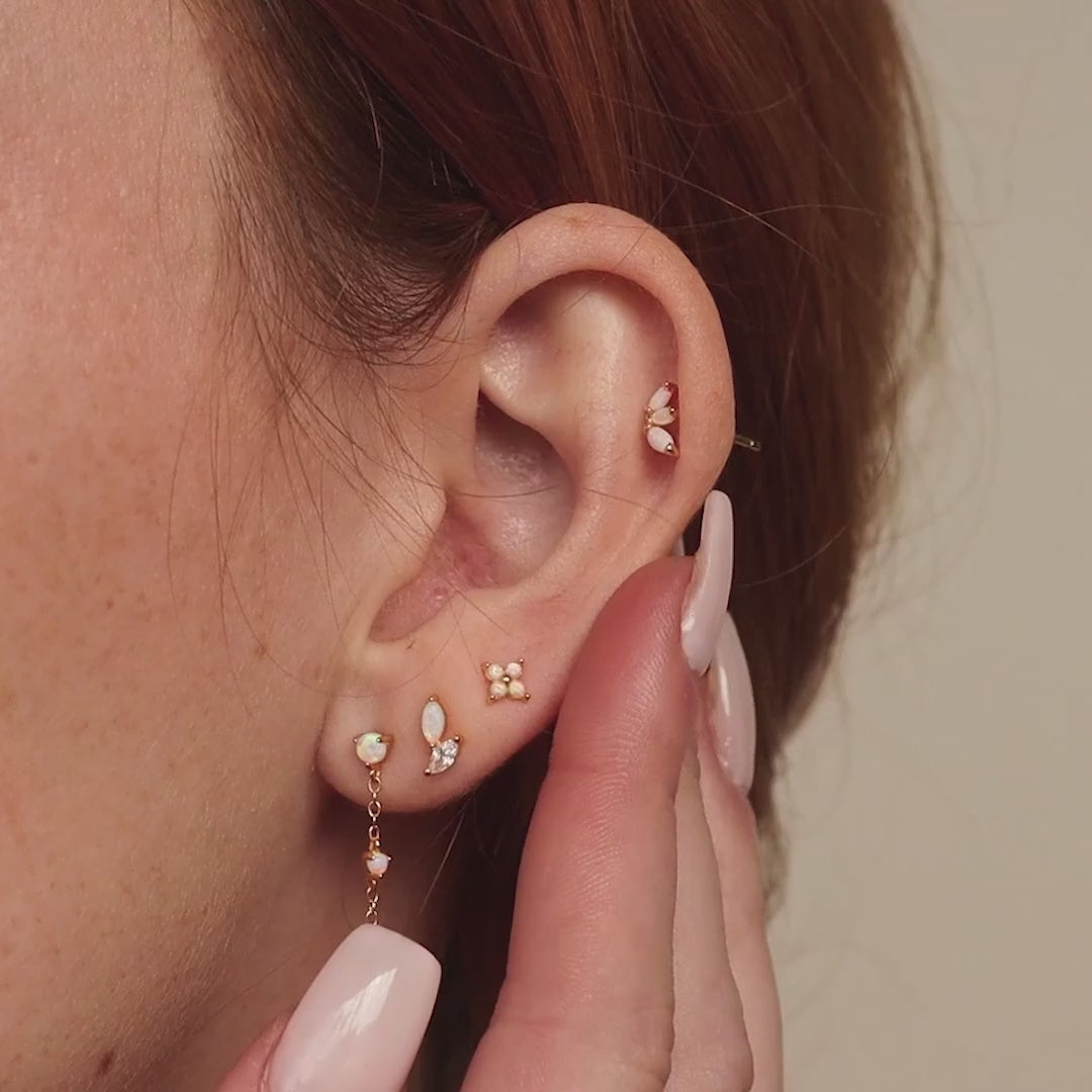 Dainty Opal Stud Earrings Set