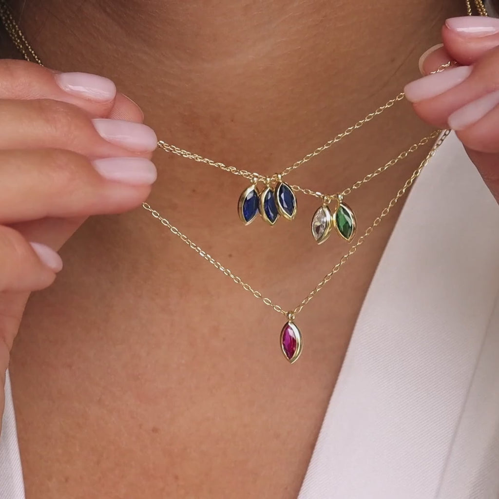 Marquise Birthstone Pendant Necklace