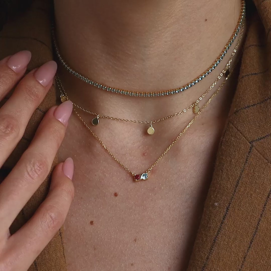 Collier Toi et Moi Infinity Heart avec pierre de naissance