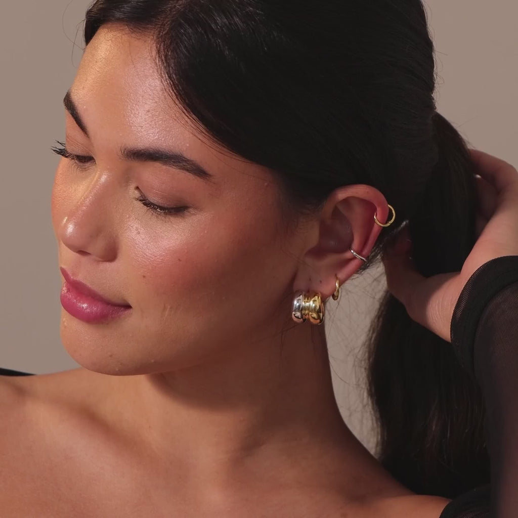 Mixed Metal Puff Studs