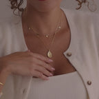 Fingerprint Birthstone Teardrop Necklace in 18K Gold