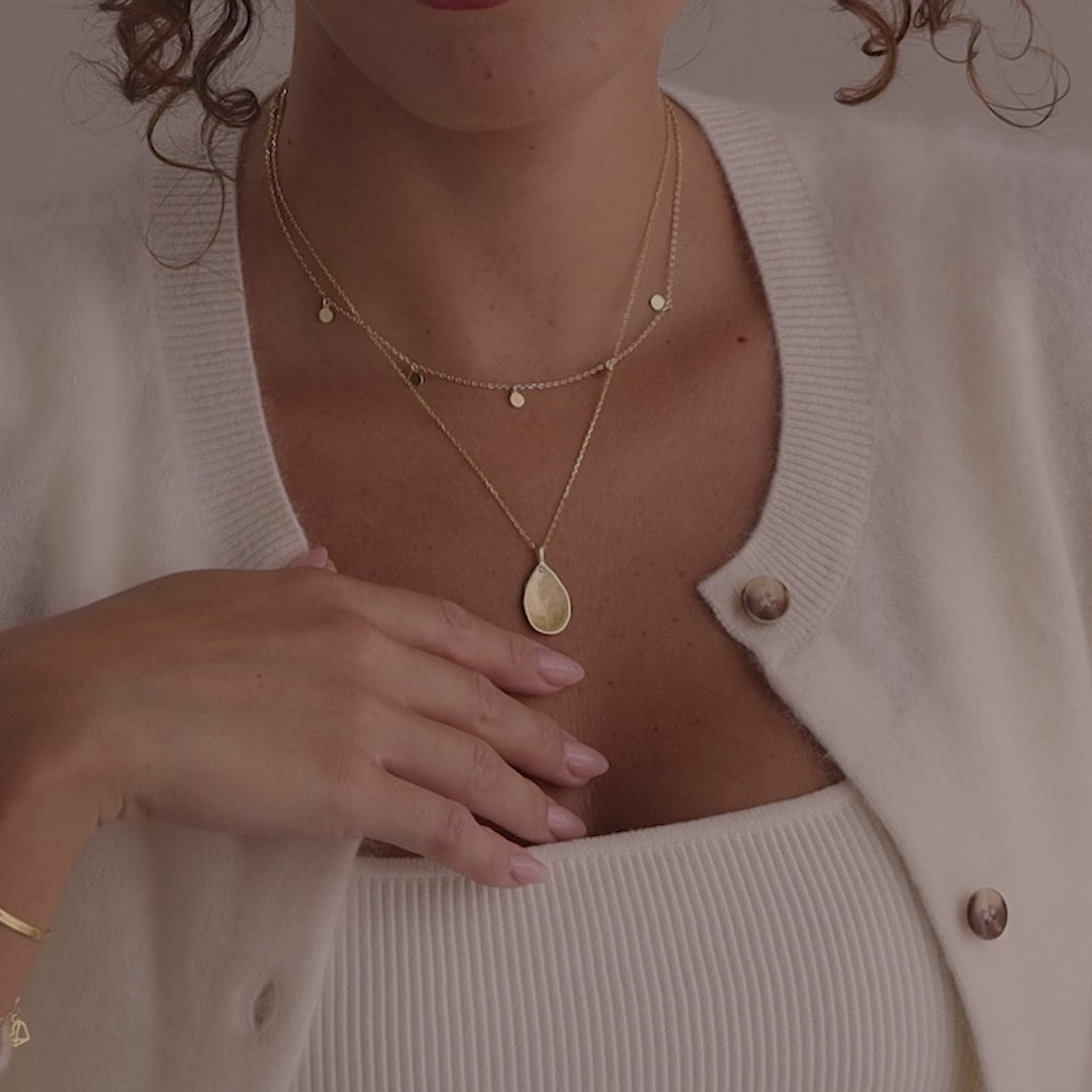 Fingerprint Birthstone Teardrop Necklace