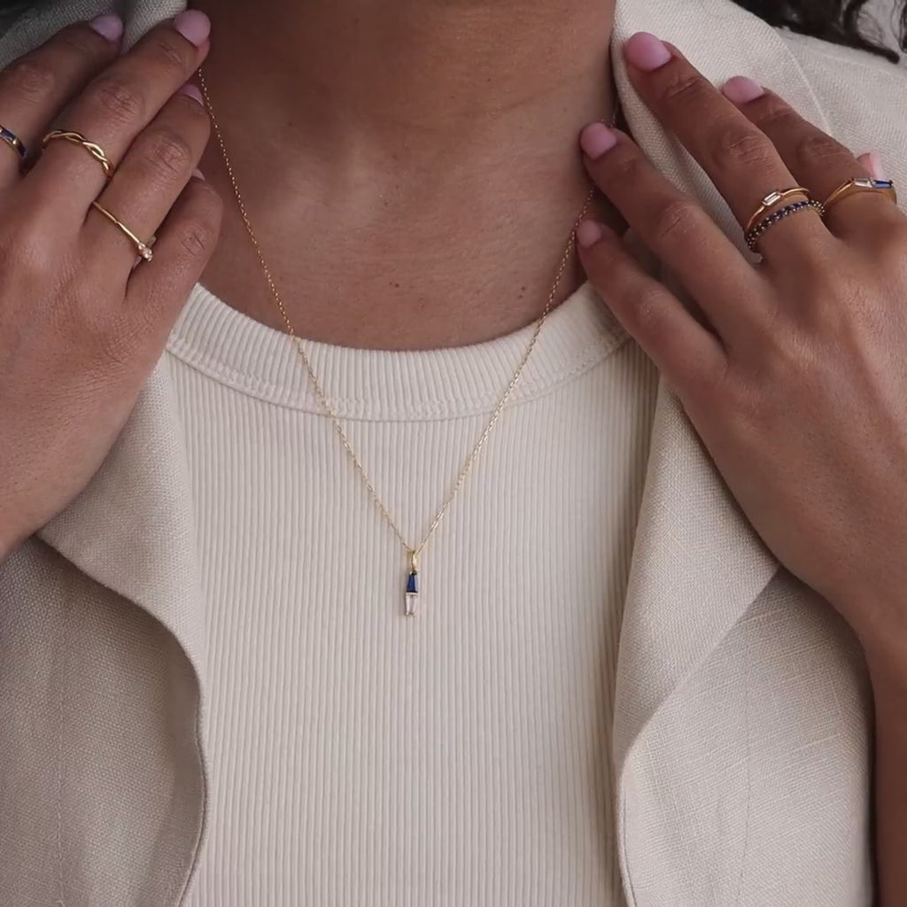 Toi et Moi Tapered Birthstone Necklace