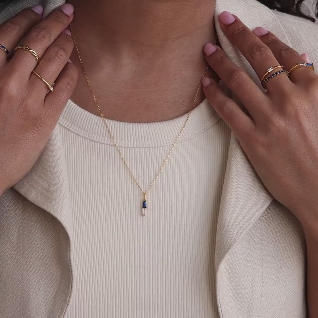 Toi et Moi Tapered Birthstone Necklace