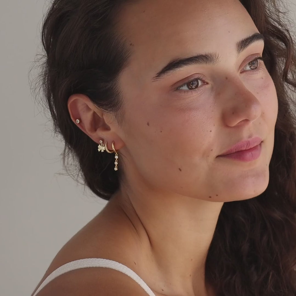 Bow Drop Studs in 18K Gold