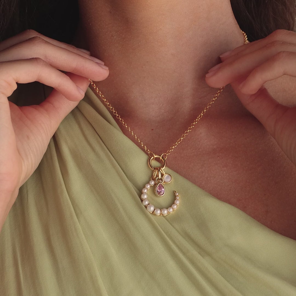 Breloque Lune Perle en or 18 carats