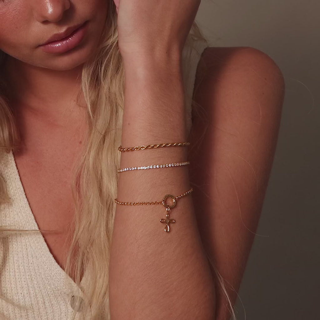 Infinity Cross Charm in 18K Gold