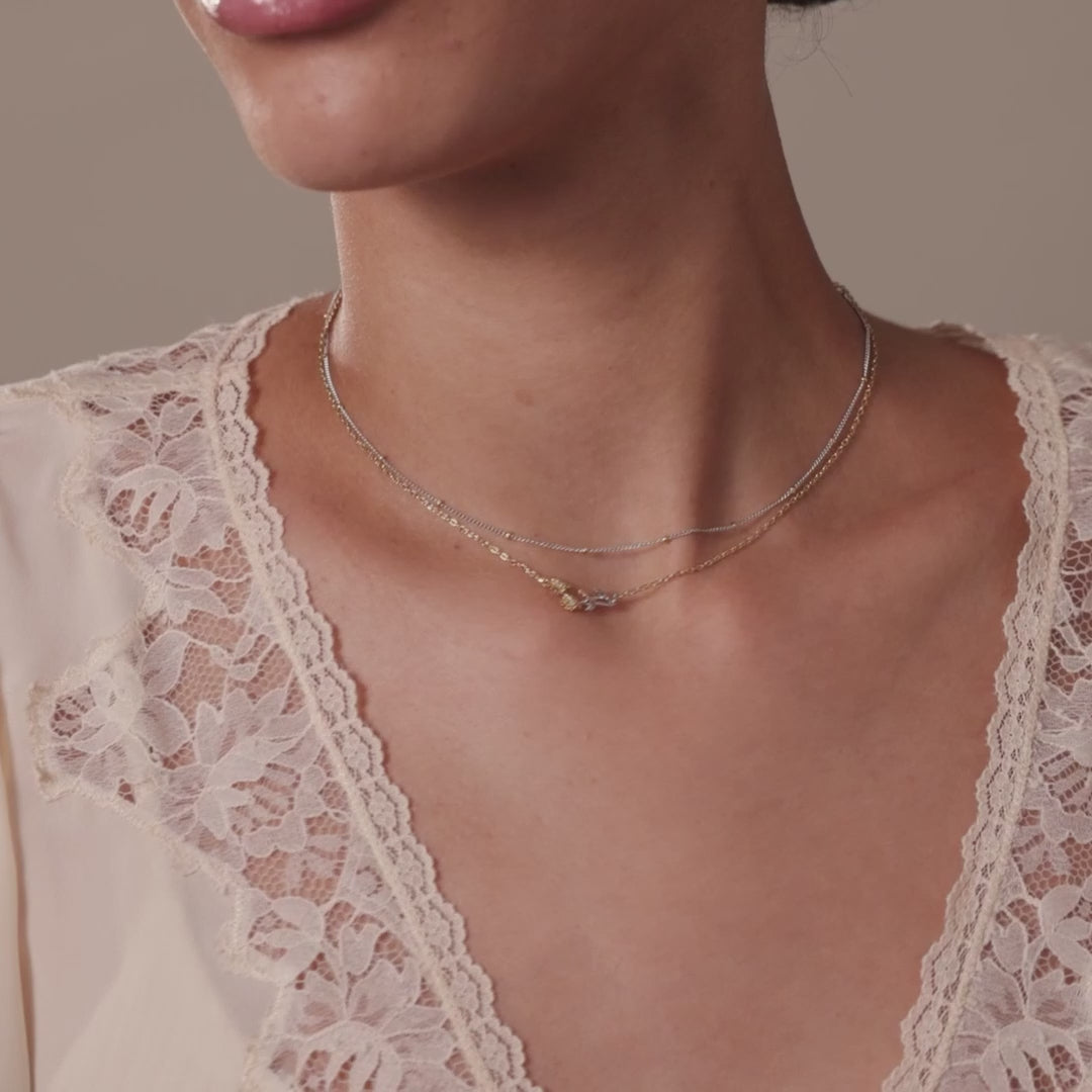Mixed Metal Birthstone Flower Necklace