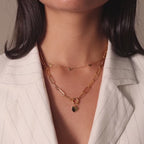 Paperclip Heart Charm Necklace in 18K Gold