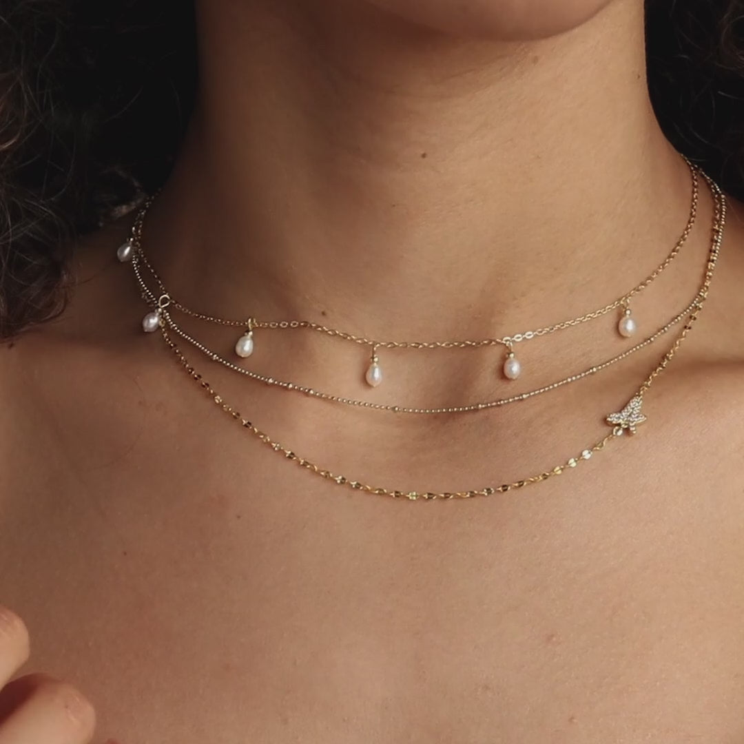 Nella Pave Off-Center Initial Necklace