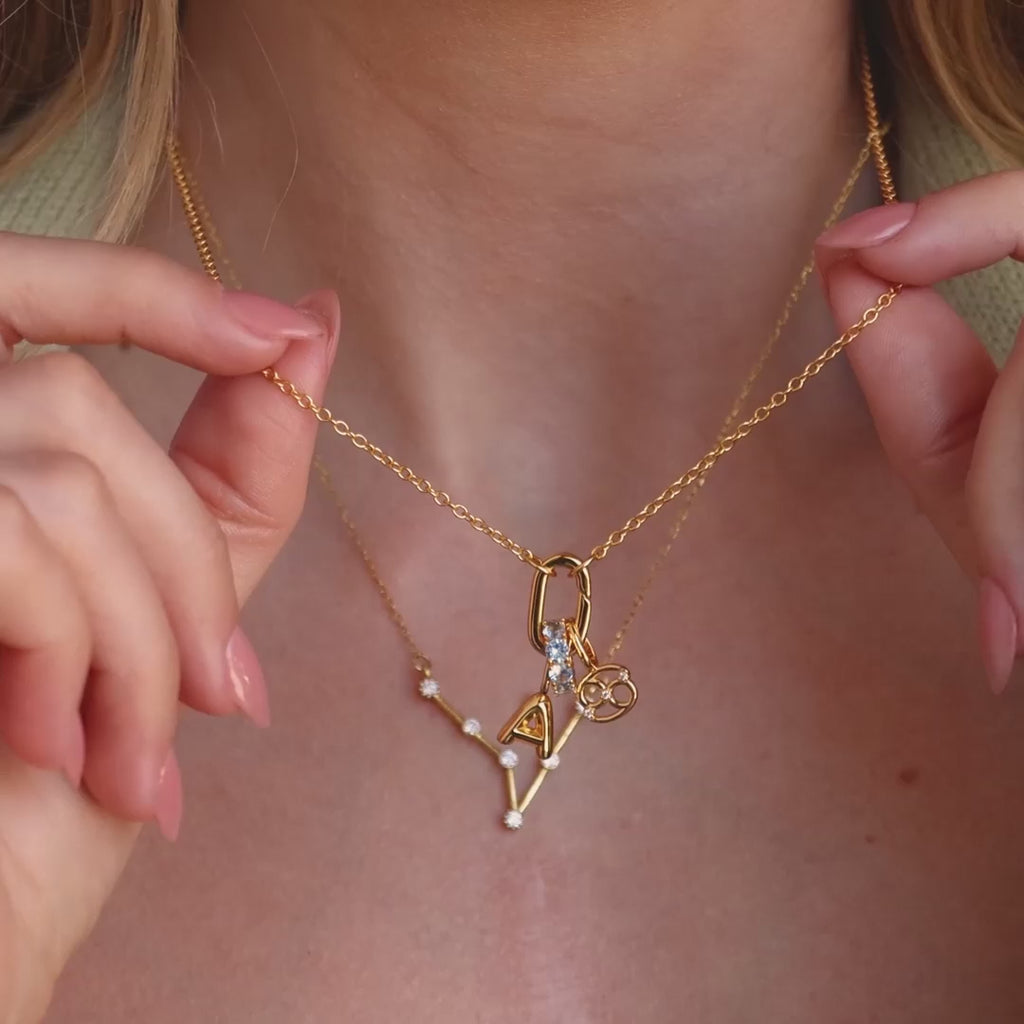 Multipurpose Charm Hoop Clasp Set in White Gold