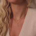 Art Deco Cross Necklace in 18K Gold