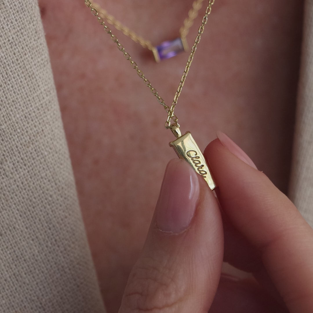 Duo Birthstone Name Necklace