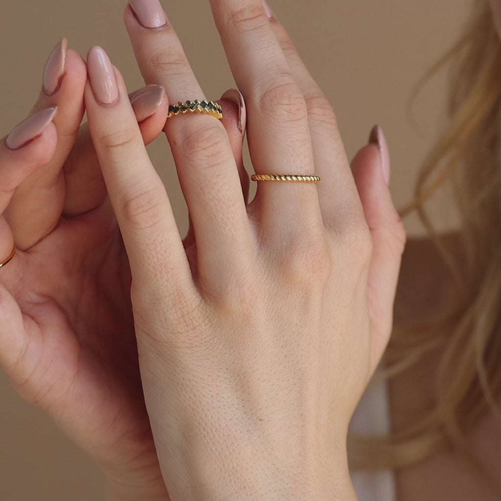 Moss Agate Eternity Ring