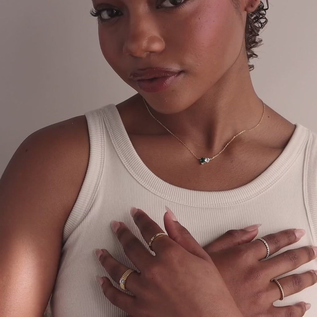 Collier Pierre de Naissance Émeraude Toi et Moi