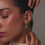 Aventurine Pave Drop Huggies in 18K Gold
