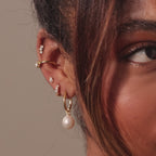 Pearl Diamond Ear Cuffs in Silver