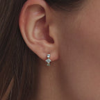 Créoles en argent sterling avec diamants et aigue-marine