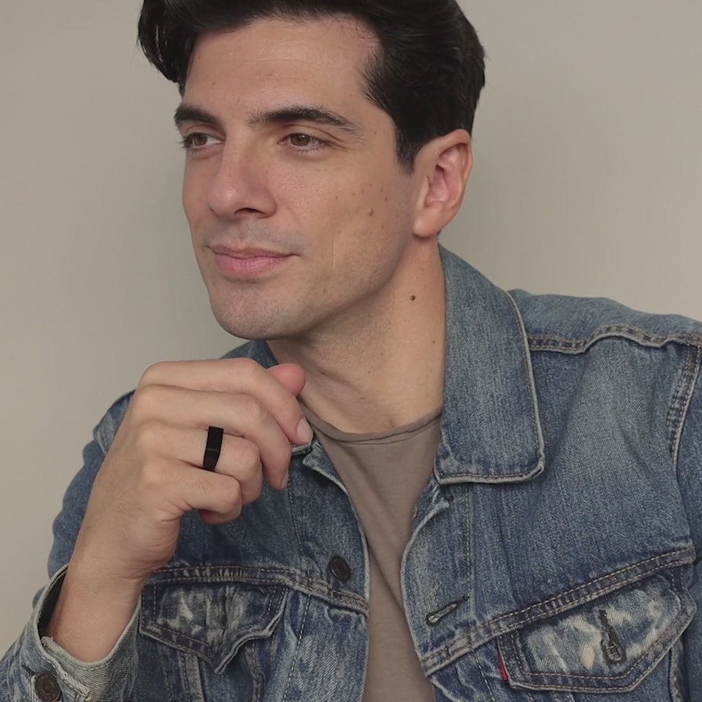 Men's Black Signet Ring