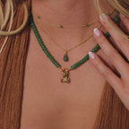 Evergreen Beaded Charm Necklace in 18K Gold