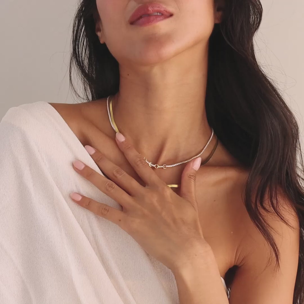 Diamond Tennis Letter Necklace