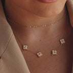 Pearl Clover Letter Necklace