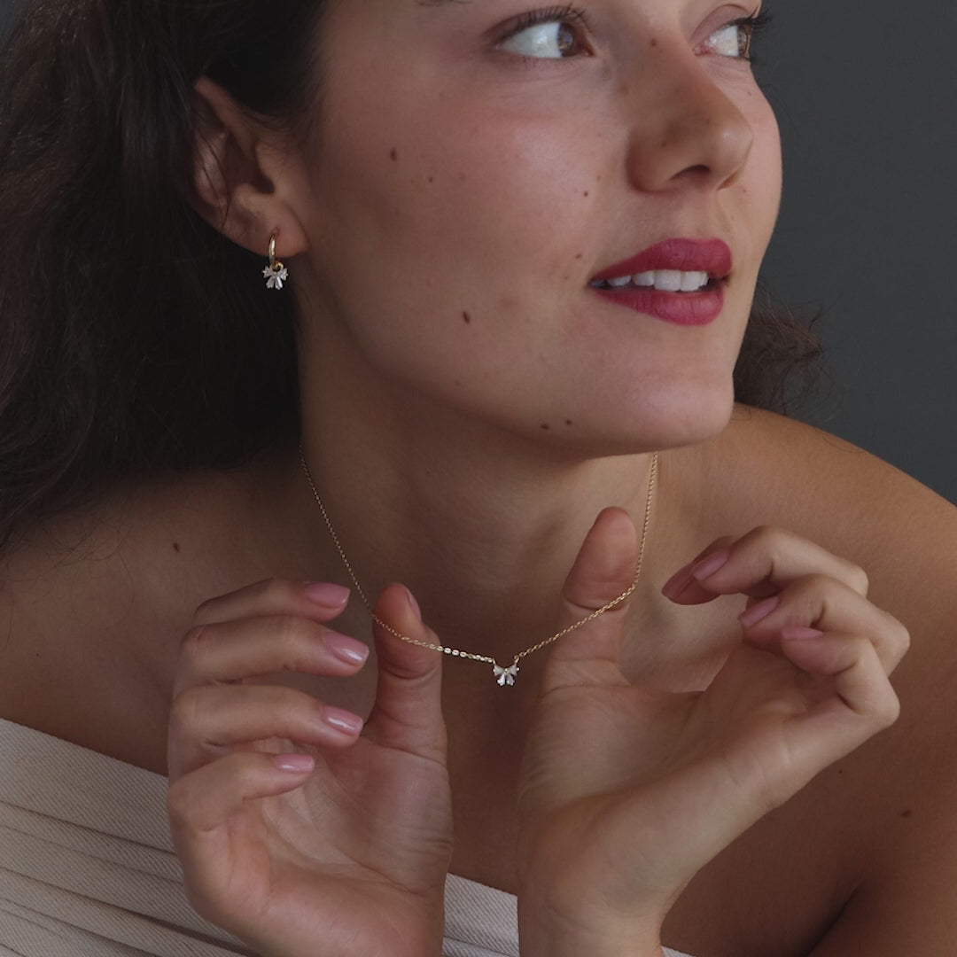 Diamond Bow Necklace & Earrings Set