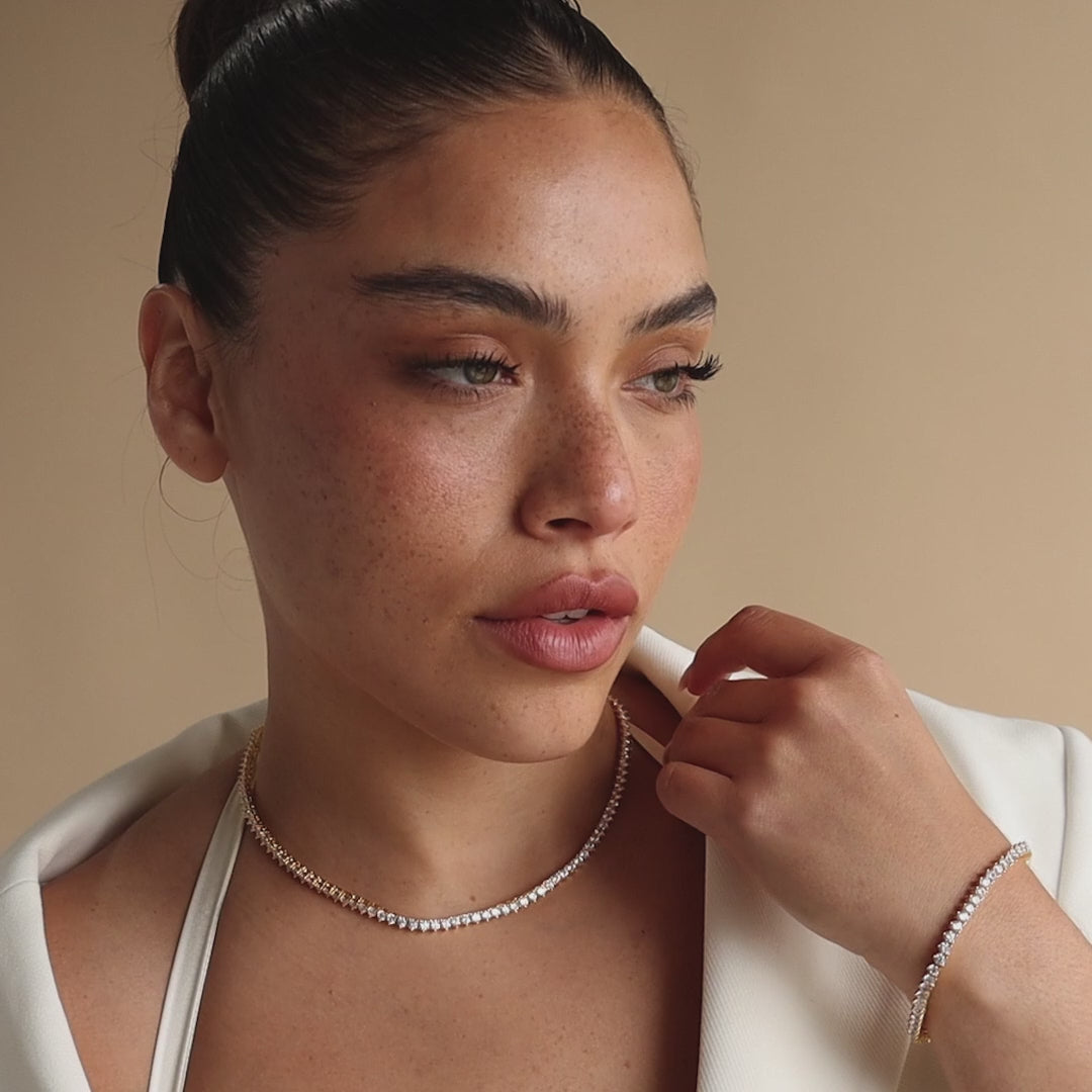 3 Prong Tennis Necklace