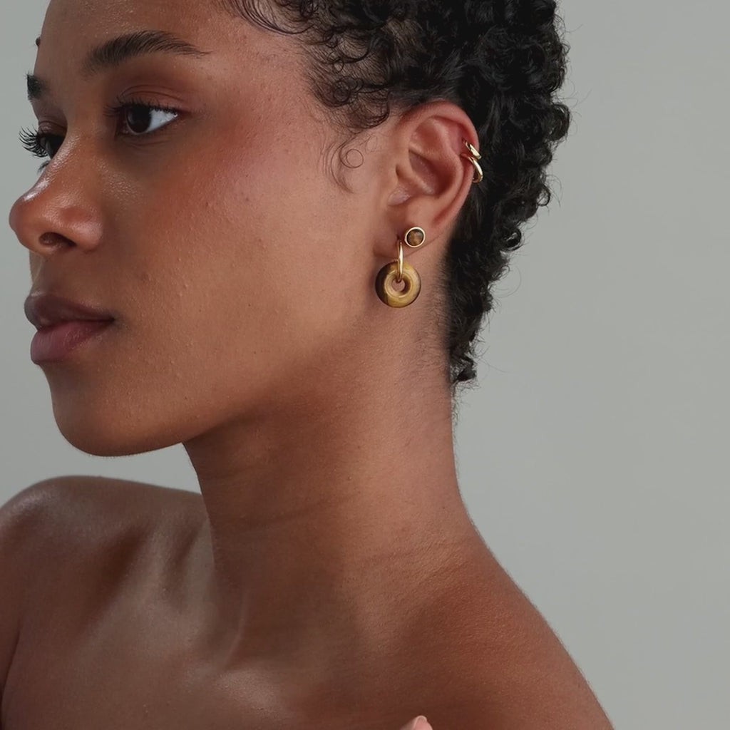 Créoles Duo Oeil de Tigre en Or 18 carats