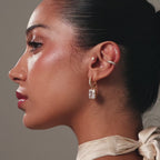 Luxe Diamond Drop Hoops in 18K Gold