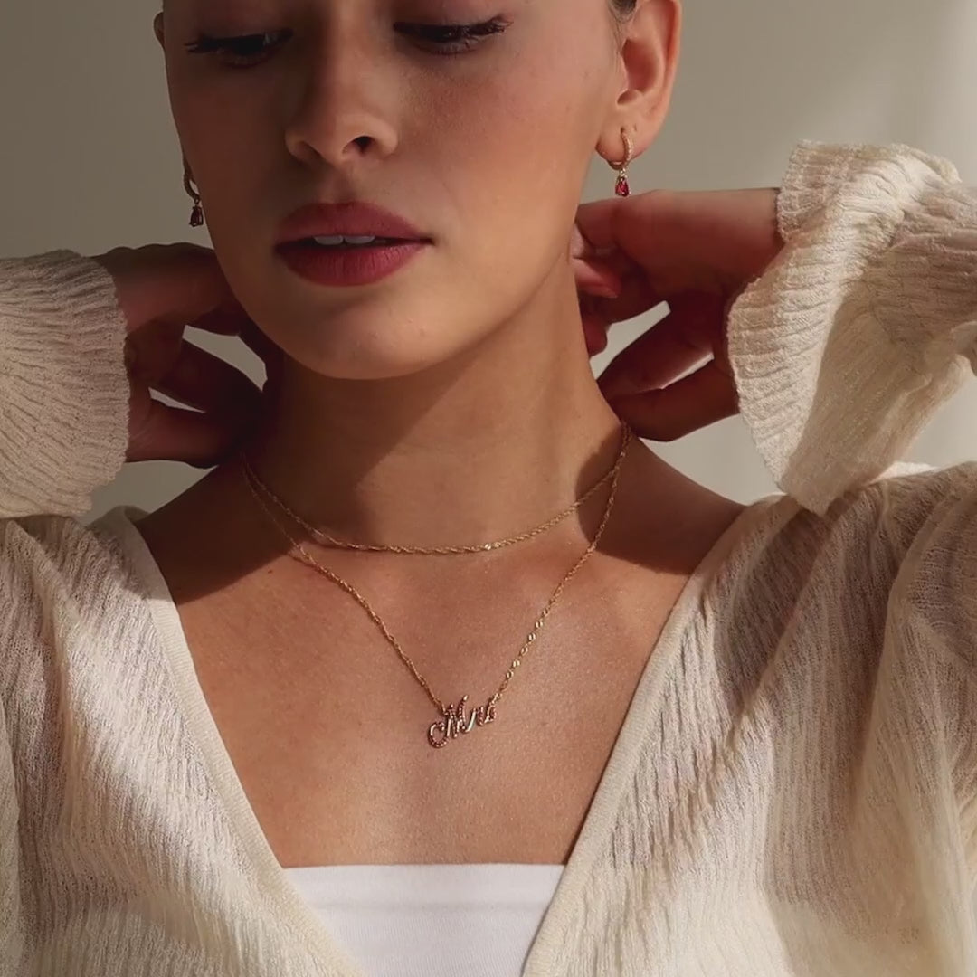 Elegant Birthstone Name Necklace