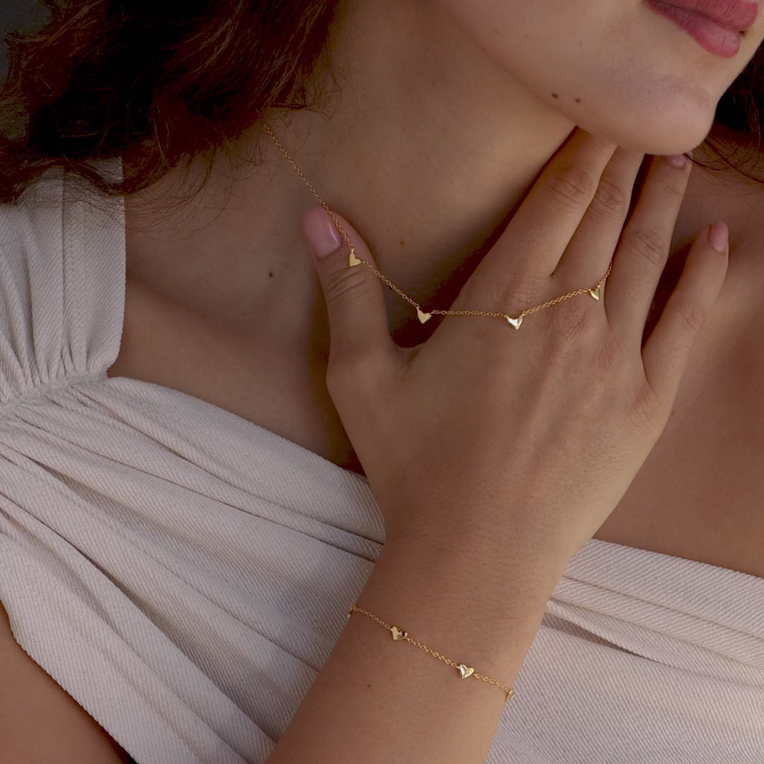 Heart Station Necklace & Bracelet Set