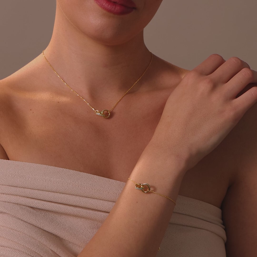 Interlocking Opal Inlay Necklace and Bracelet Set in Silver