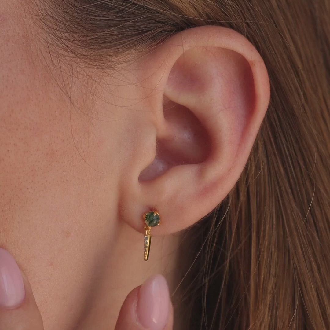 Agate Diamond Drop Earrings