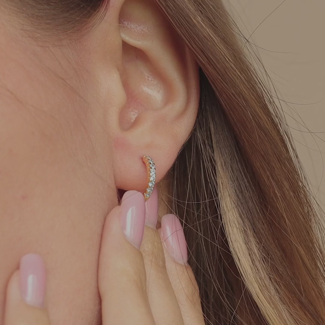 Aquamarine Pave Huggies