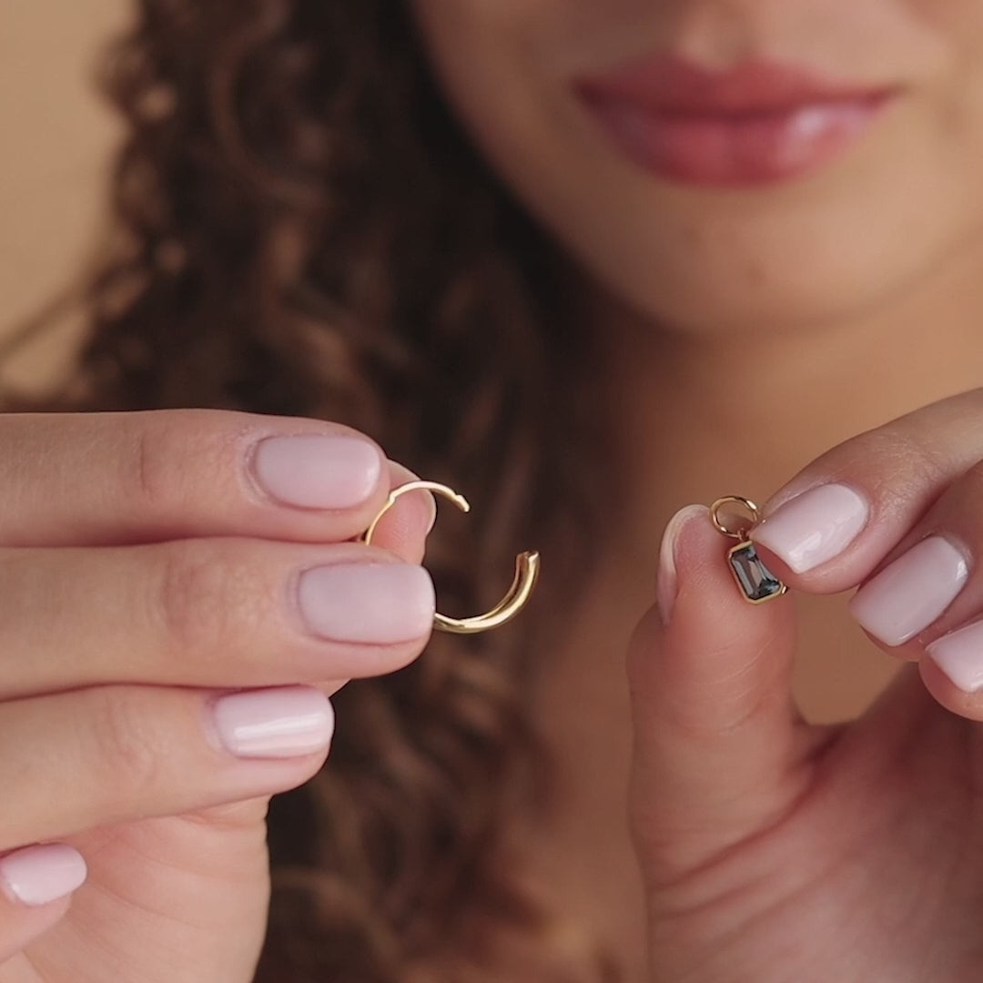 Dangling Emerald Birthstone Hoops