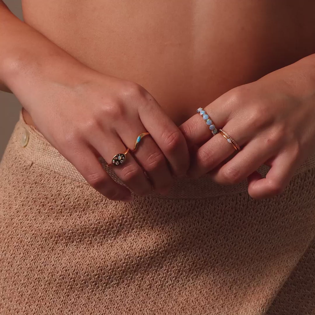 Blue Opal Eternity Ring