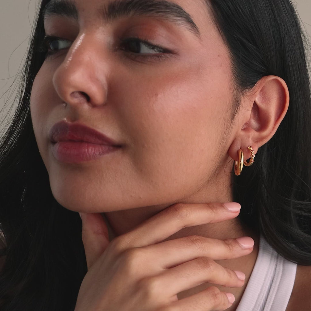 Geometric Birthstone Huggies